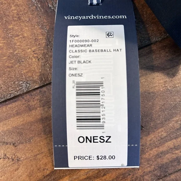 NWT Vineyard Vines Classic Logo Baseball Hat w/Adjustable Band in Jet Black. OS - Picture 6 of 9